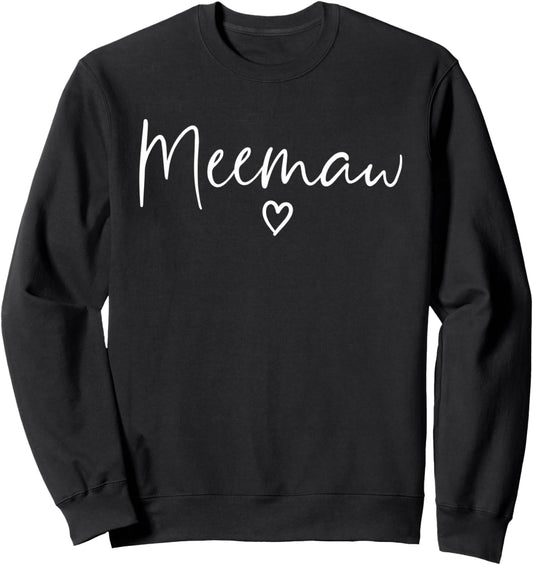 Meemaw Gifts For Women Grandma Heart Mother's Day Meemaw Sweatshirt