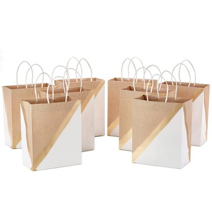 Hallmark 9" Medium Paper Gift Bags (Pack of 8 - White & Kraft) for Valentine's Day, Easter, Birthdays, Mother's Day, Weddings, Graduations, Baby Showers, Bridal Showers, Care Packages and More