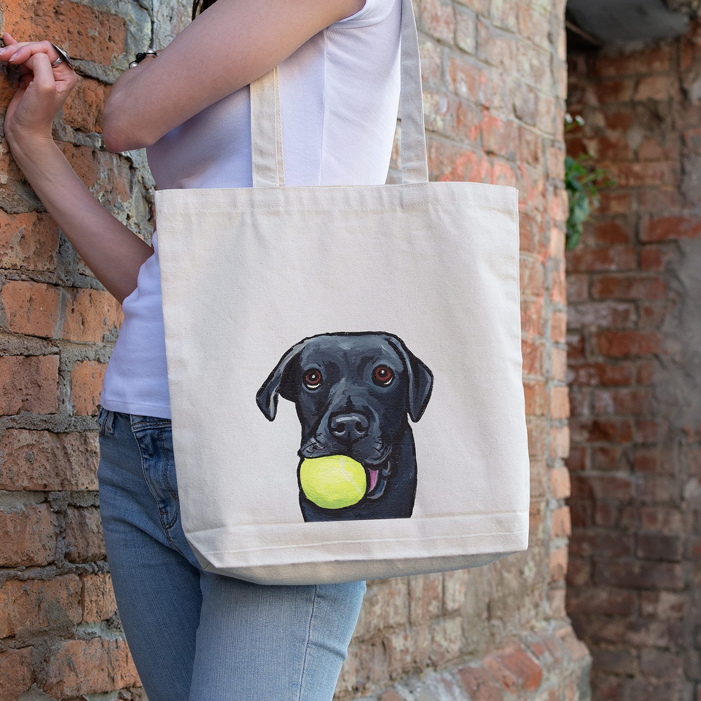 Black Lab Tote Bag - Gifts For Mom - Labrador Lover Gift - Made in USA, Direct From Artist -Lab Gifts For Women - Handmade Totes - Black Lab Canvas Totes - Shopping Bag - Grocery Bag