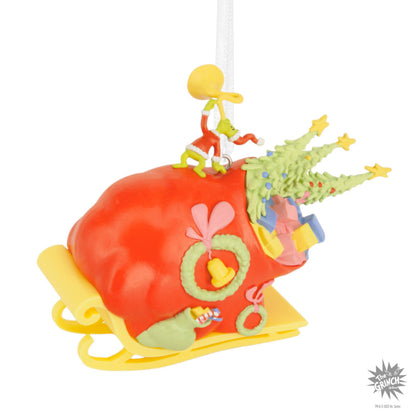 Hallmark Christmas Ornament, Dr. Seuss's How the Grinch Stole Christmas! Grinch on Sleigh Ornament, Christmas Movie Gifts