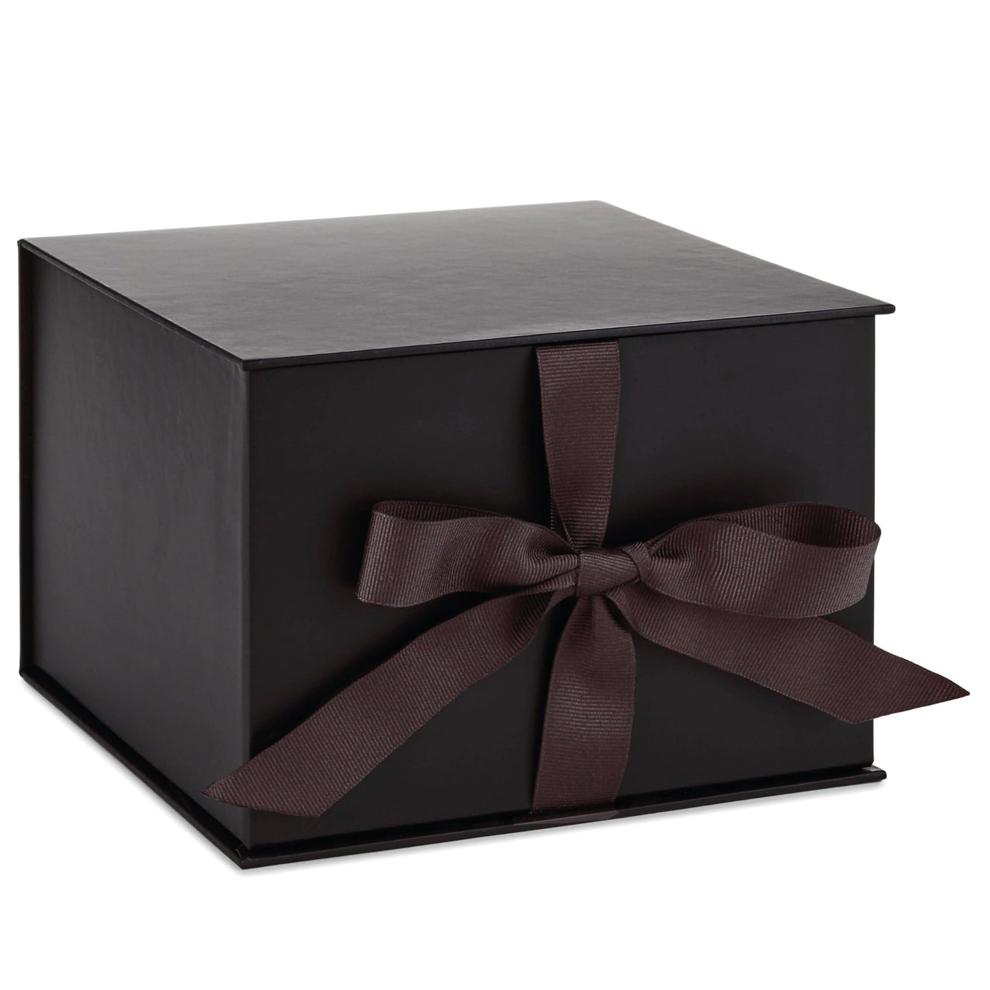 Hallmark Medium Gift Box with Lid and Shredded Paper Fill (Black 7 inch Box) for Weddings, Graduations, Birthdays, Father's Day, Groomsmen Gifts, All Occasion