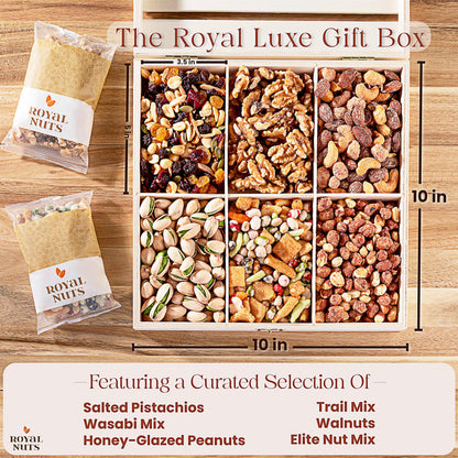 Royal Nuts Gift Basket – Mothers Day Gifts for Mom & Wife, Gourmet Mixed Nuts in Reusable Wooden Crate, Healthy Mothers Day Gift for Grandma & Family