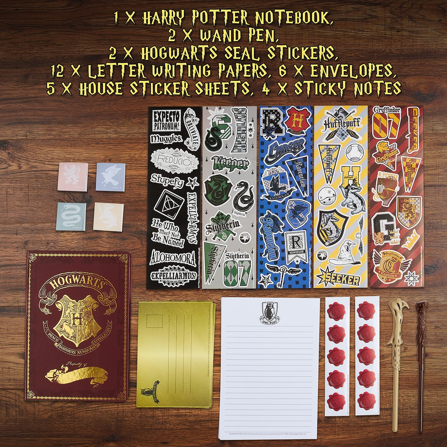 Harry Potter Stationary Set for Kids Teens Adults with Wand Pens Notebook Stickers Sticky Notes School Supplies Journaling Writing Gifts for Kids