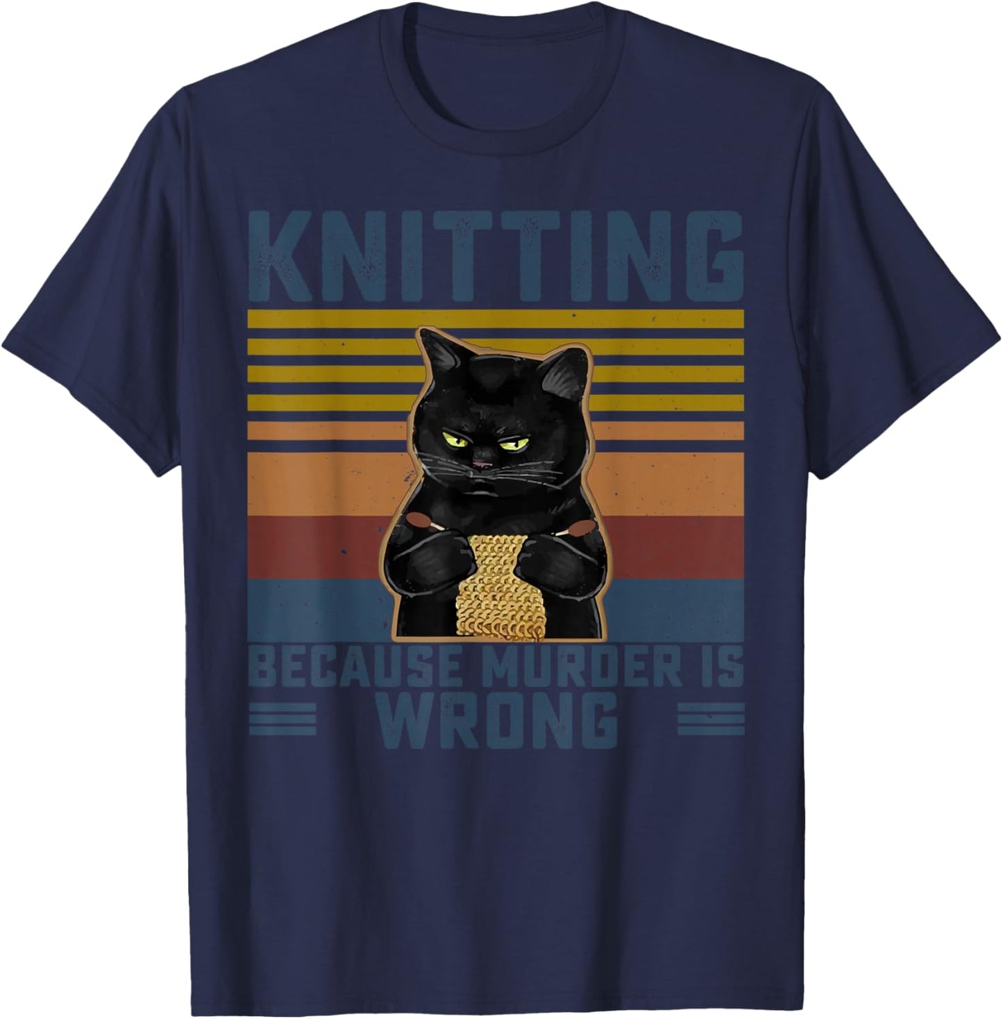 Knitting Because Murder is Wrong Knitting Lover Knitter T-Shirt Small