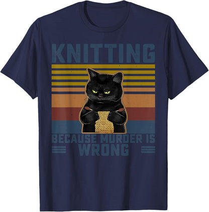Knitting Because Murder is Wrong Knitting Lover Knitter T-Shirt Small