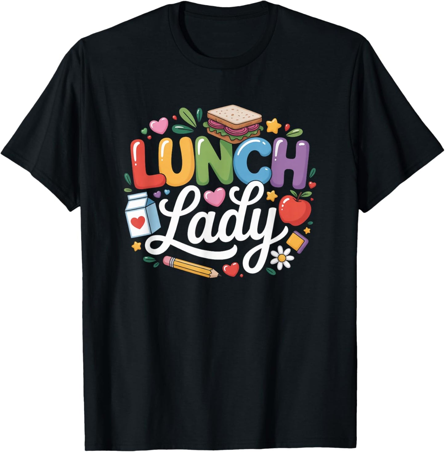Colorful Lunch Lady Appreciation Retro Back to School Gift T-Shirt