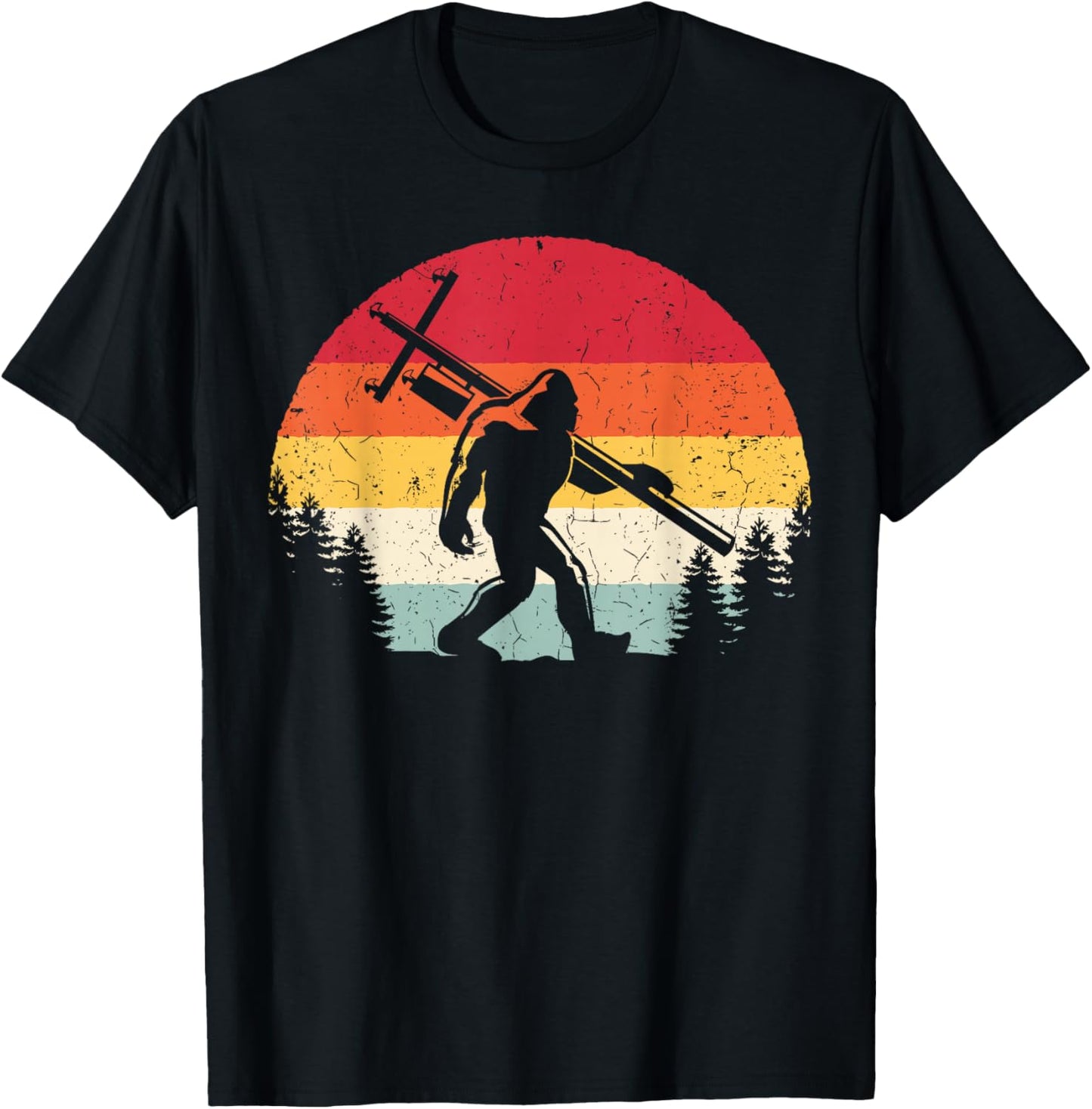 Bigfoot Lineman Power Electrician Funny Sasquatch Lineworker T-Shirt