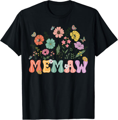 Memaw Mothers Day for Grandma Wildflower Floral Women T-Shirt